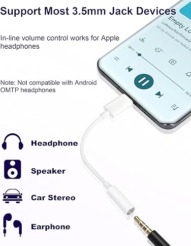 Miniatura 13 de Paquete de 2 adaptadores Lightning a conector de auriculares de 0.138 in, [certificado Apple MFi], adaptador de auriculares 2 en 1, adaptador