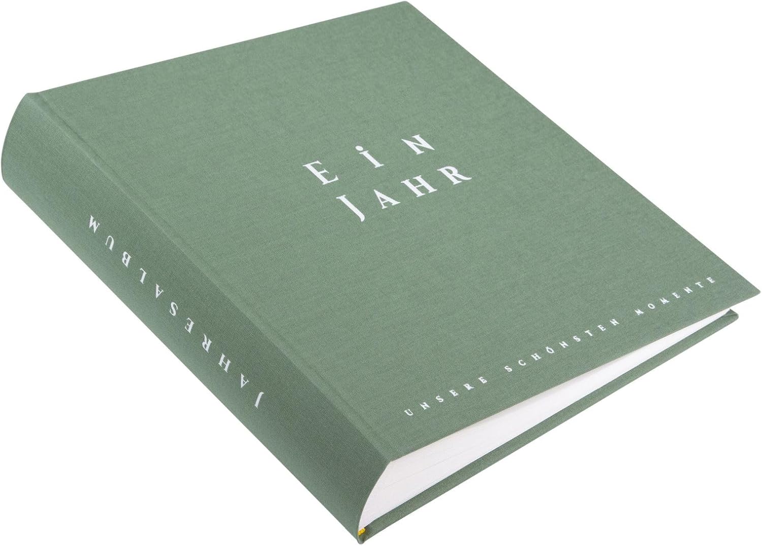 goldbuch 31 034 Photo Album One Year Photo Book with 100 White Pages with Parchment Dividers, Album with Linen Cover, up to 600 Pictures, High-Quality Paper, Jumbo Album, Artichoke, 30 x 31 x 6 cm