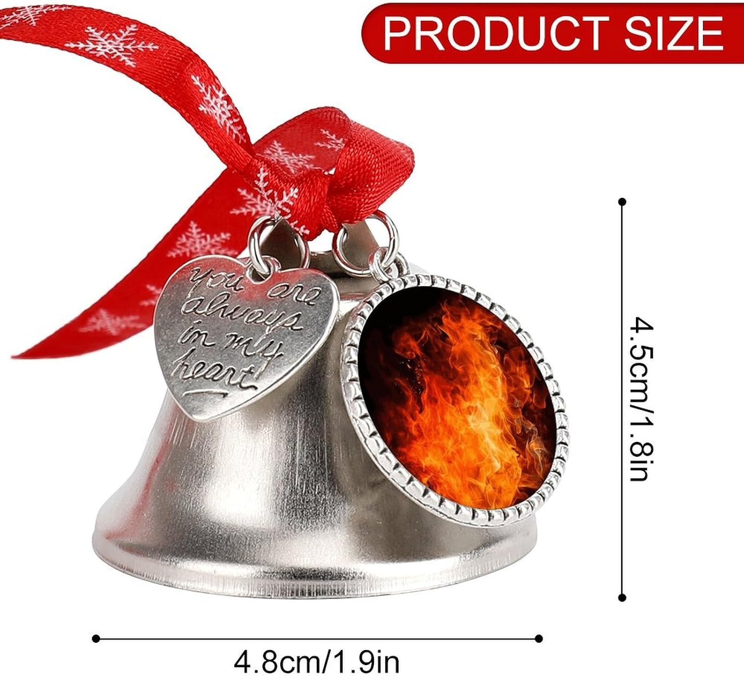 Roaring Flame Bell Ornament Red Ribbon for Christmas Tree Holiday Decoration Personality Believe Bell Ornaments Sleigh Bells for Winter New Year Party Supplies