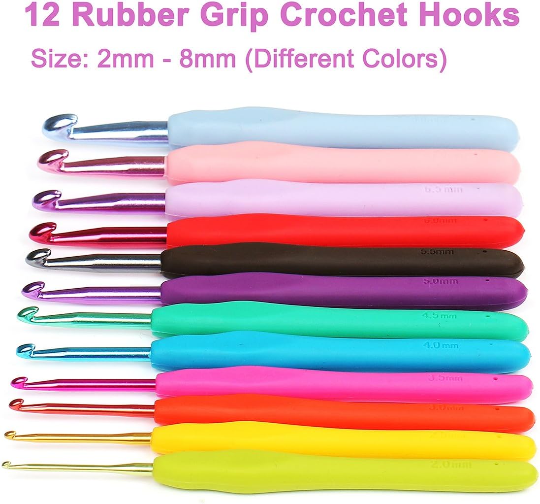 Comecase Crochet Hook Set with 12 Hooks, Case, 12 Yarn Needles Kit & 21 Knitting Accessories