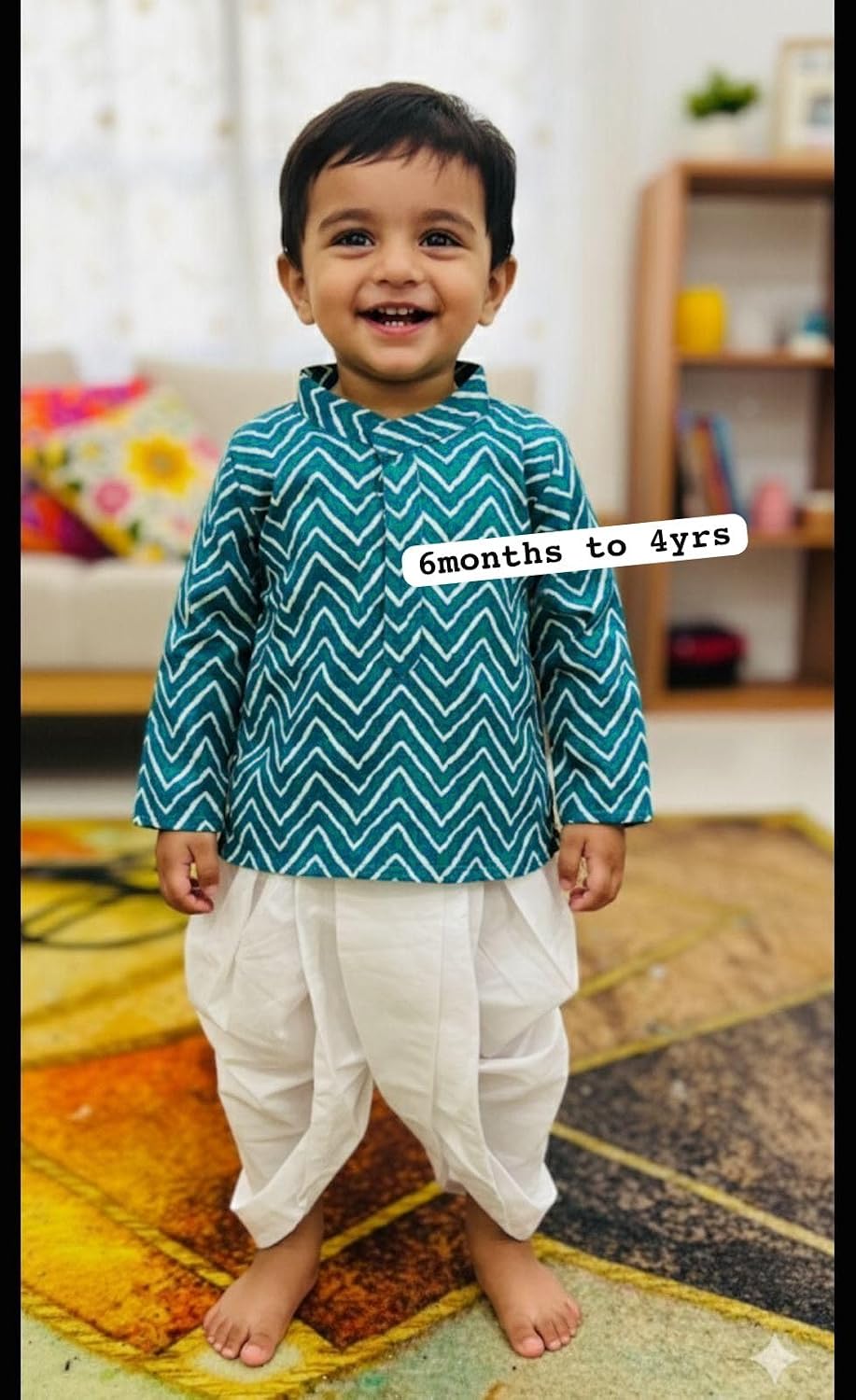 Boys cotton Dhoti Kurta Set traditional Indian Ethnic Stylefor Ages 6 Months to 4 Years