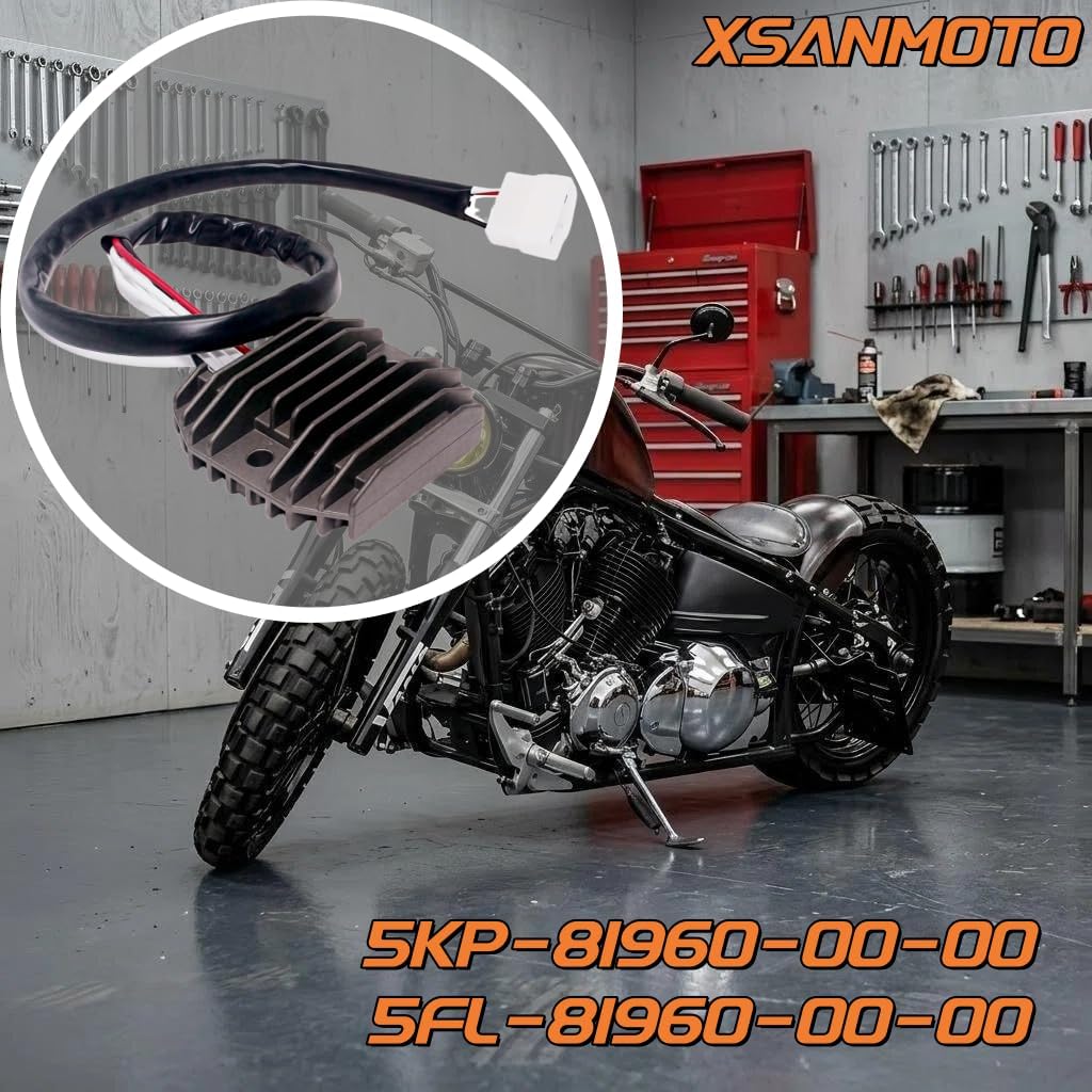 Motorcycle Voltage Regulator Rectifier，5KP-81960-00-00 5FL-81960-00-00，12V 5 Wires 14.5V Output for Yamaha XVS650 Vstar 650 Classic Silverado 2004-2011