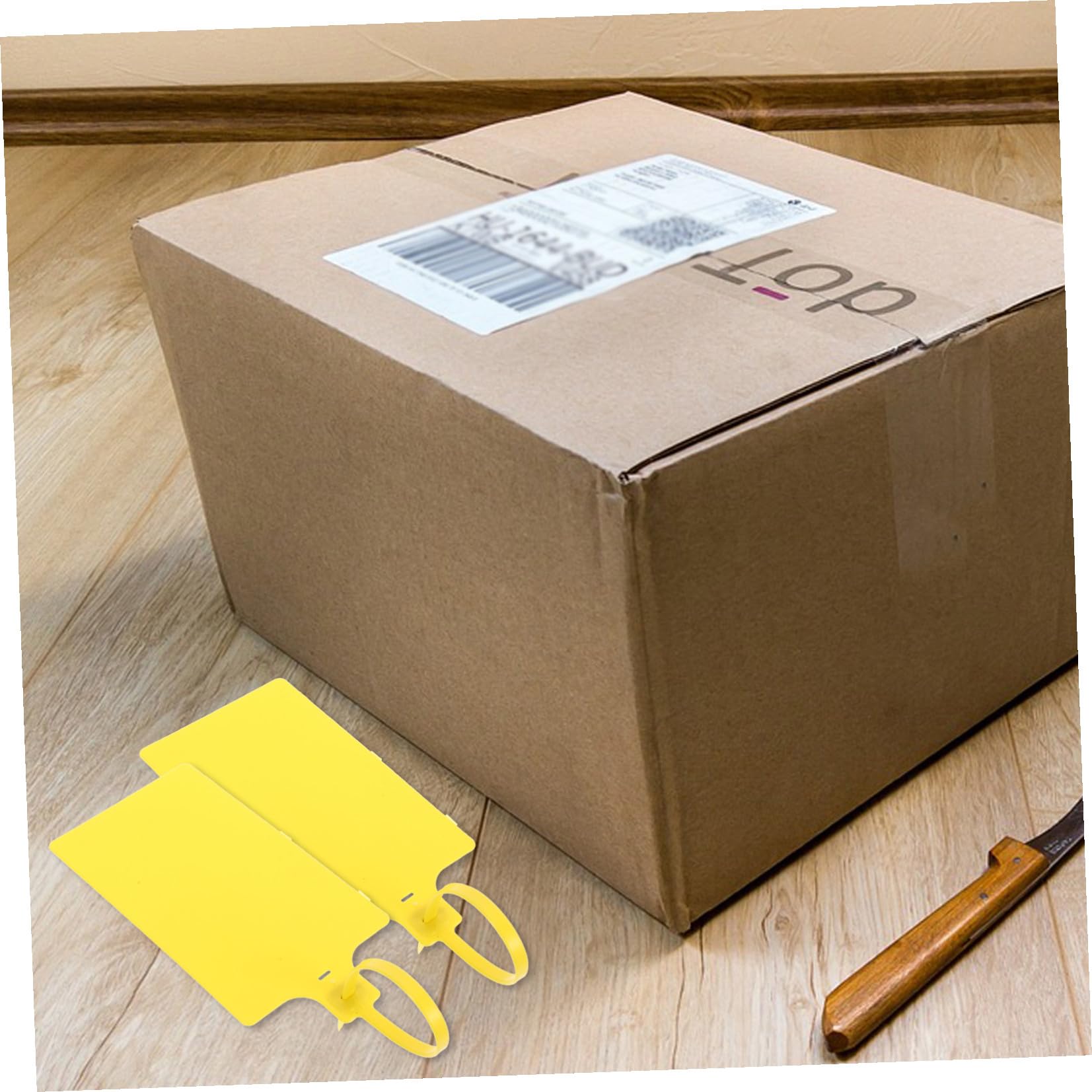Targhette per Spedizione Gialle Pp 100 Pezzi Cordino | Etichette Vuote per Logistica e Pricing, Facili da Installare, per Identificazione Rapida senza Perdita Dati