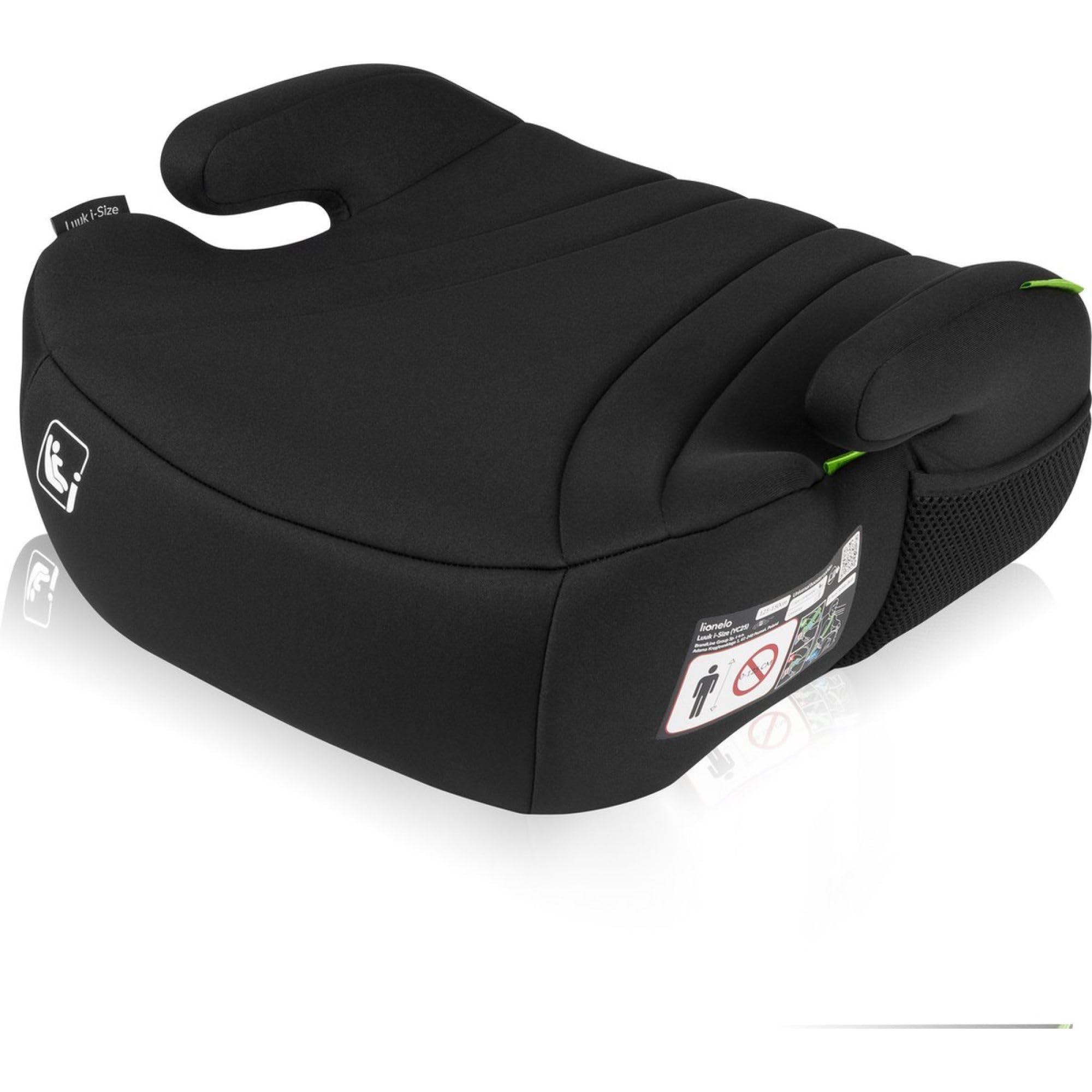 LIONELO LUUK i-Size Rehausseur Siège Auto pour Enfants de 22 à 36 kg / 125 à 150 cm, Groupes 2 et 3, Siège et Accoudoirs Confortables, Housse Amovible (Noir) | 22 à 36 kg, groupe 2 et 3, assise et accoudoirs confortables, housse amovible noire