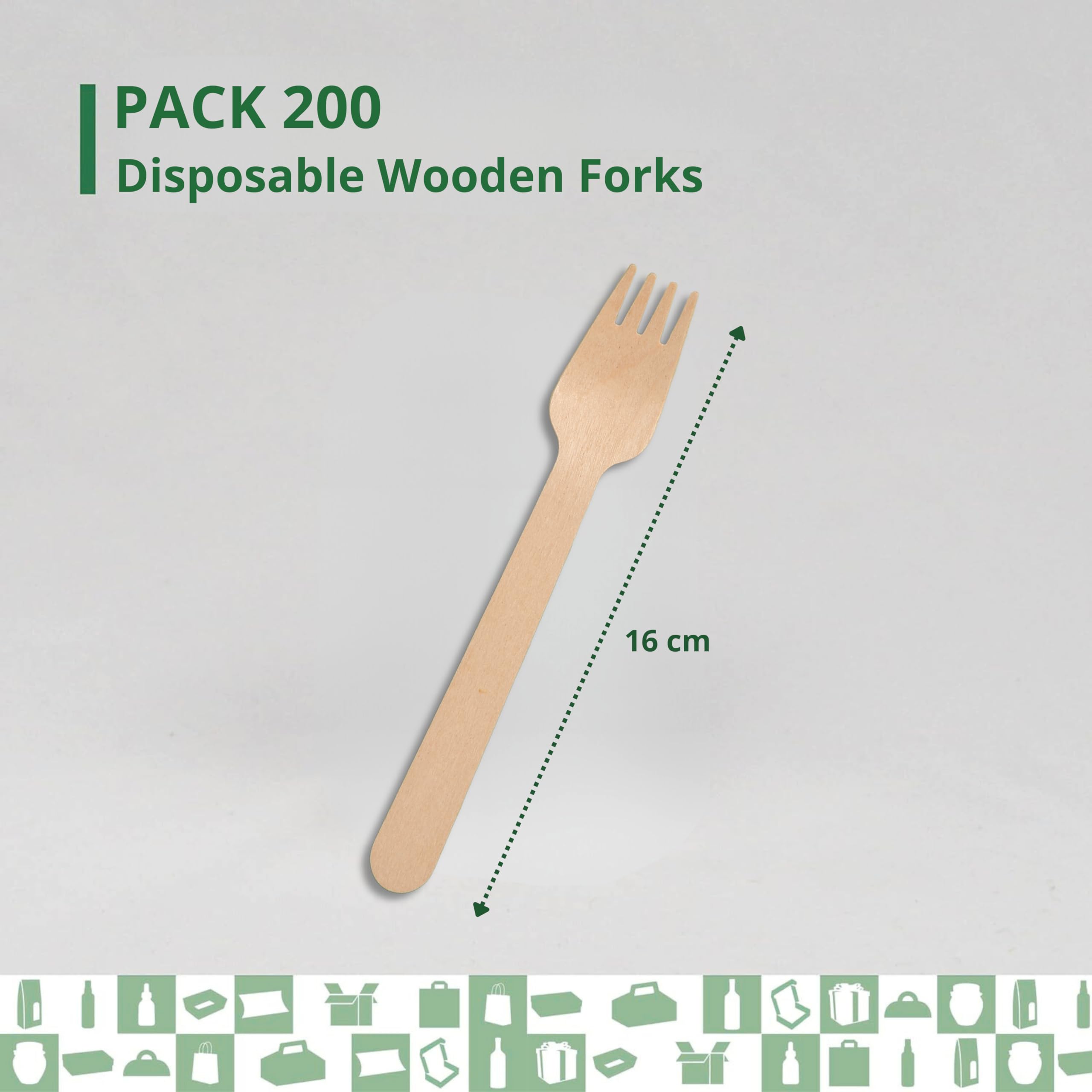 200 Forchette Di Legno USA E Getta - Forchetta Per Snack, Frutta, Feste, 100 Mm - Foto 2