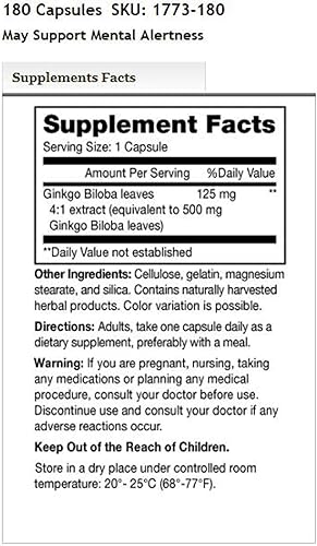 Miniatura 2 de Mason Vitamins Ginkgo Biloba 500 mg 180 cápsulas de gelatina por botella, paquete de 2 botellas en total 360 cápsulas