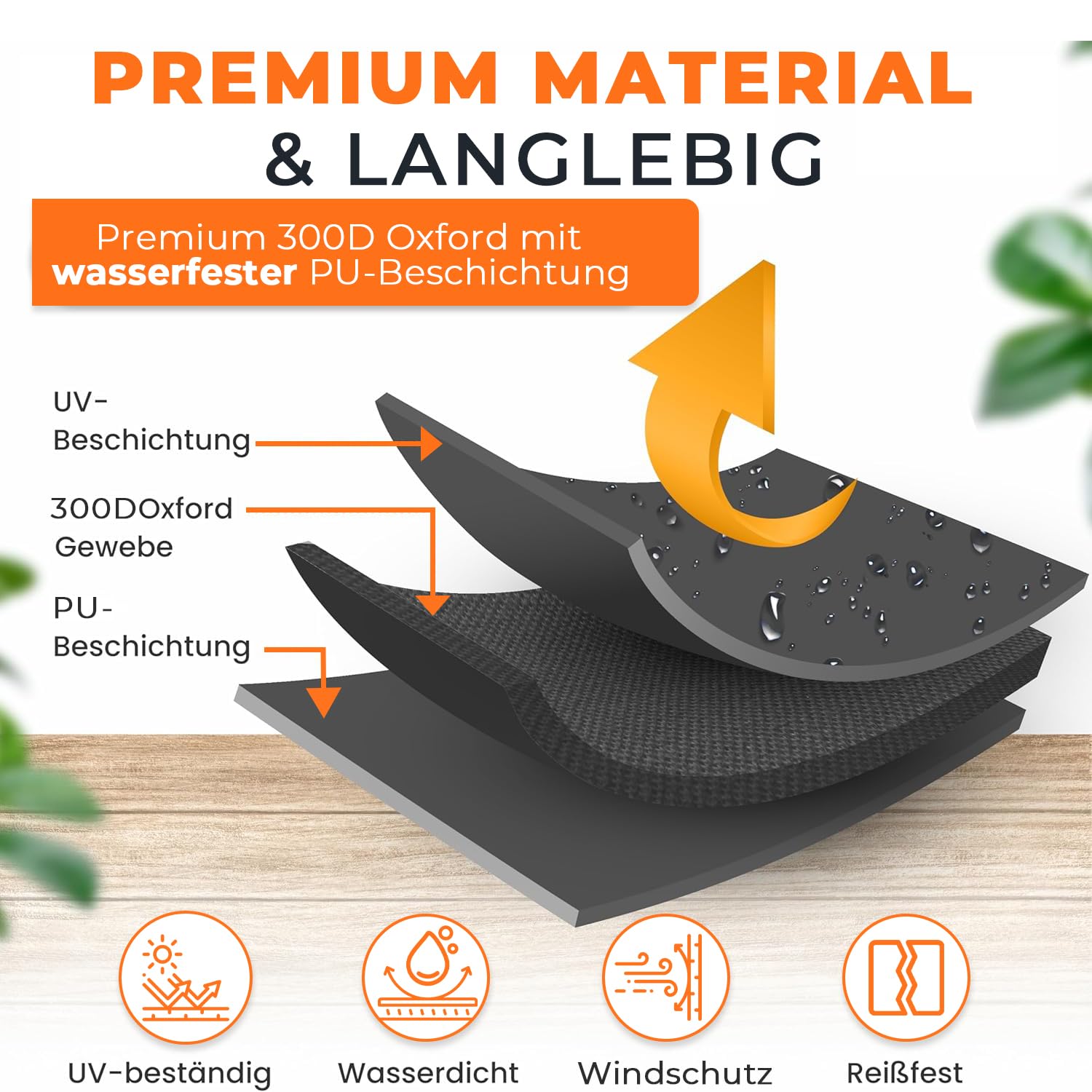 Sonnensegel Wasserdicht mit Verstärkten Edelstahl-Ösen Rechteckig 2x3m– UV-Schutz 95%, Wetterfest, Reißfest, Ideal für Terrasse, Garten,Balkon- Sand - 3