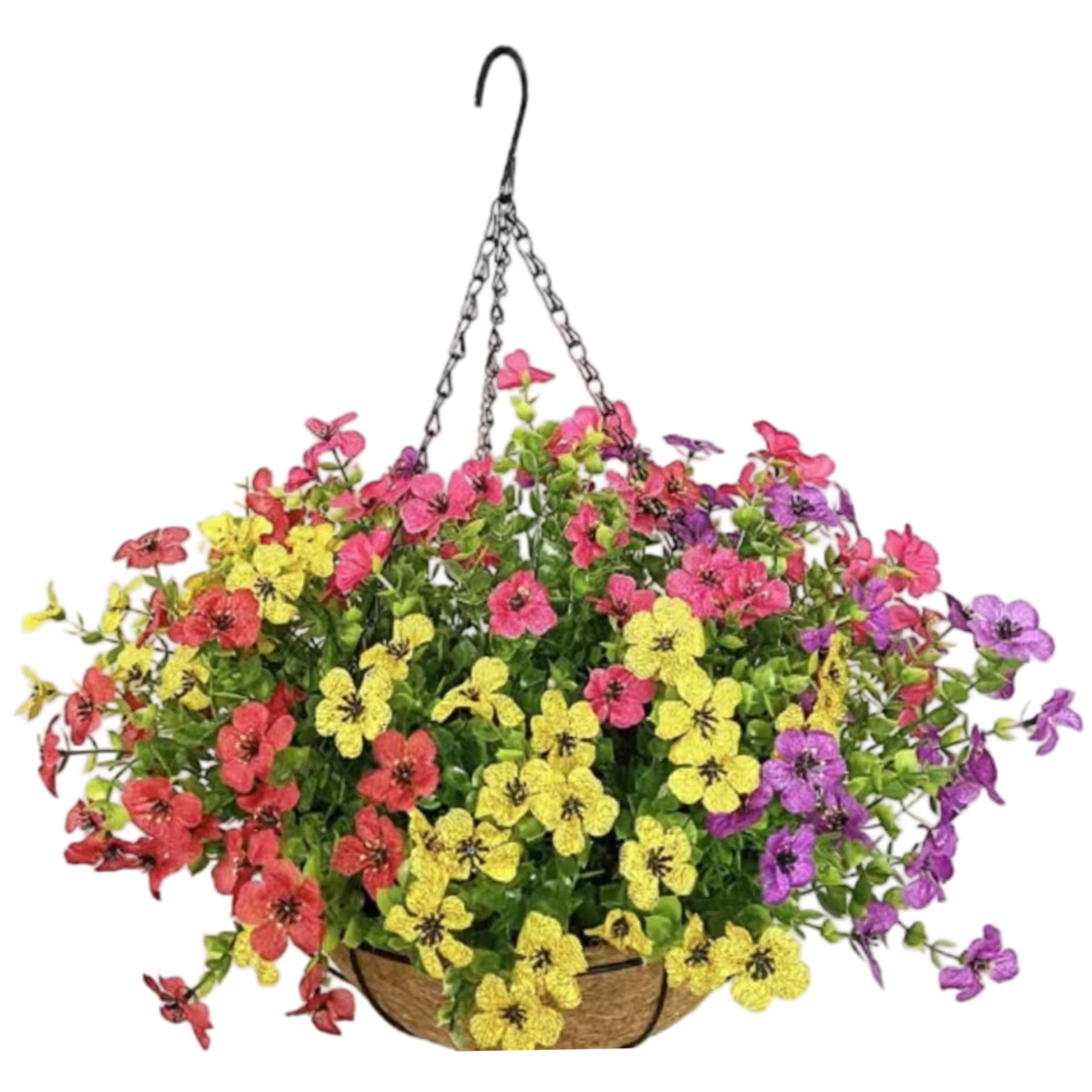 Plantes artificielles suspendues anti-corvée : panier de fleurs en soie 30 cm durable