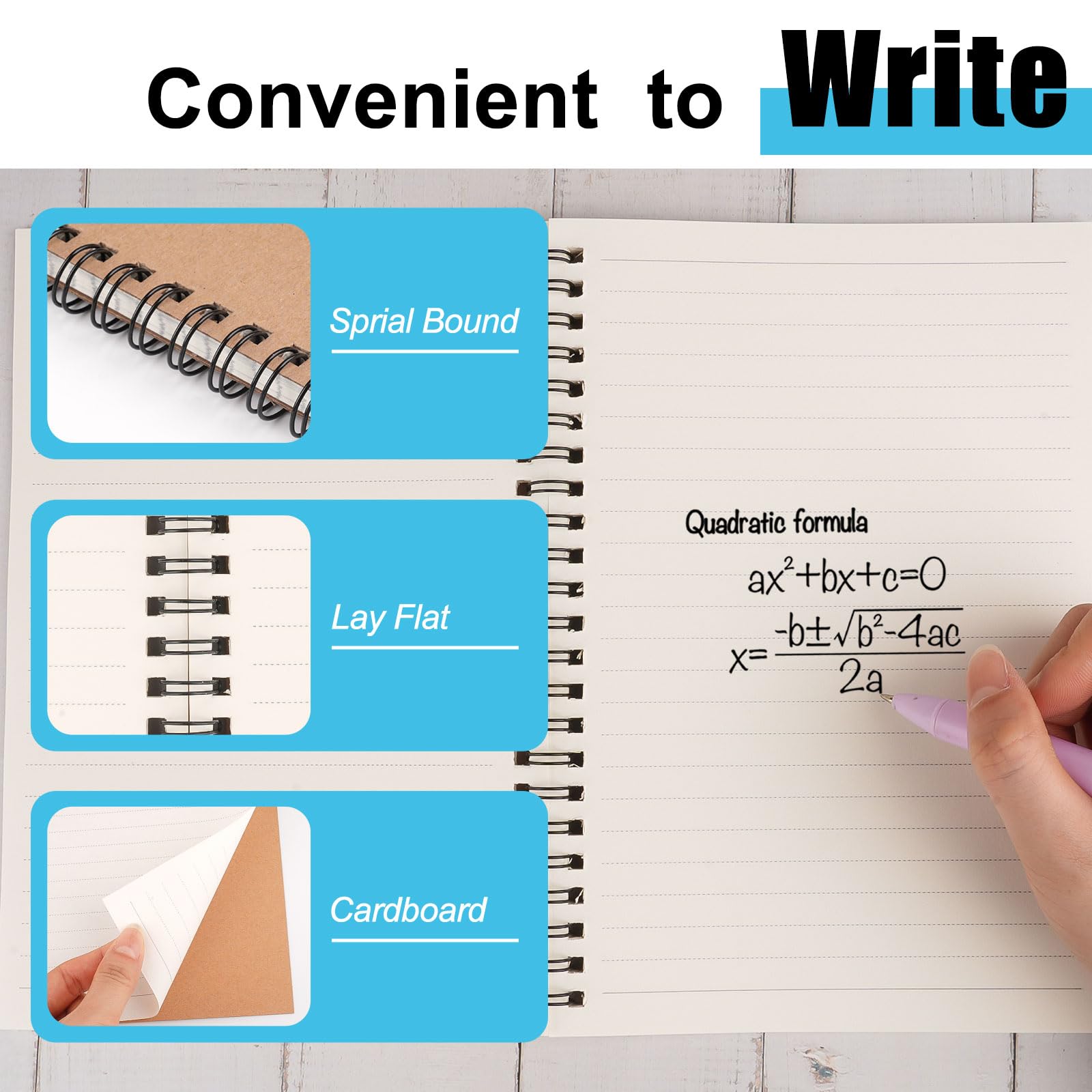 Tikplus A5 Lined Notebook, 4 Pack, 60 Sheets/120 Pages, Lined Paper Spiral Notebook A5 - Image 4