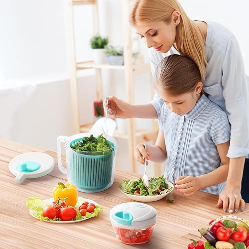 Miniatura 4 de Spinner de ensalada con juego de picador de verduras, cortador de lechuga para preparación de verduras, limpiador de frutas, secadora de verduras,