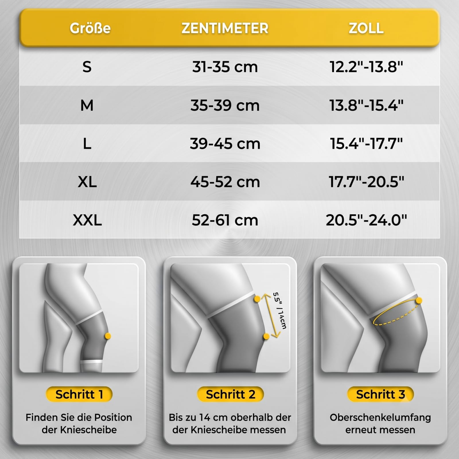 VILAO Kniebandage mit Drehverschluss,Gelenkrehabilitation und den Alltag (Grauweiß-L,M)