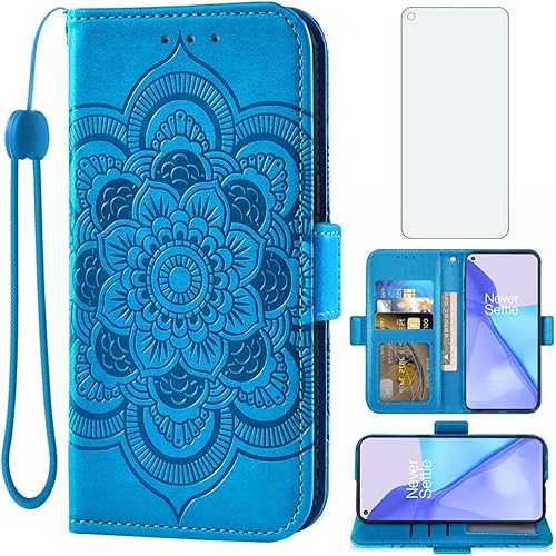 Miniatura 9 de Funda compatible con OnePlus 9 OnePlus9 5G y protector de pantalla de vidrio templado, funda abatible para tarjetas de crédito, fundas para teléfono