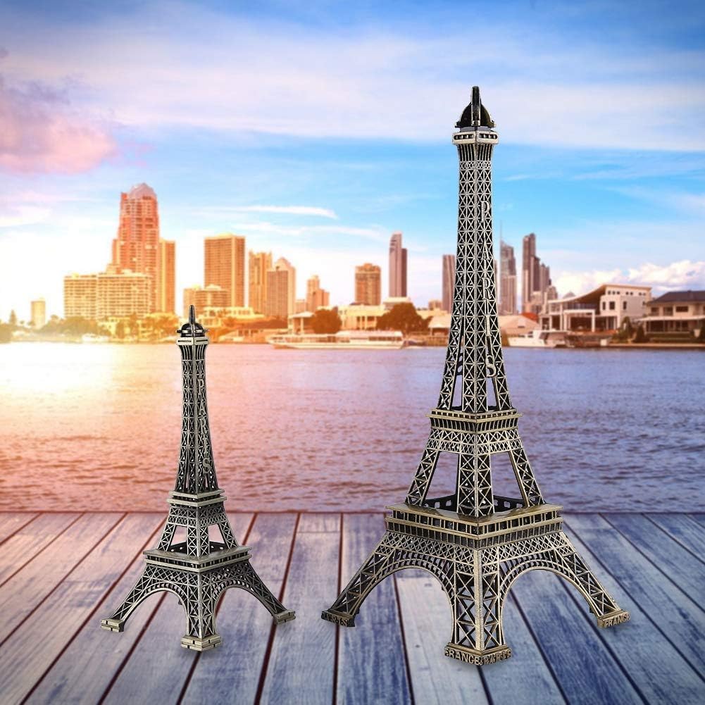 Cyrank Torre Eiffel - Statua in Metallo, Decorazione in Lega di Zinco, Statuetta da Collezione Replica Francese Per Tavolo (15CM)