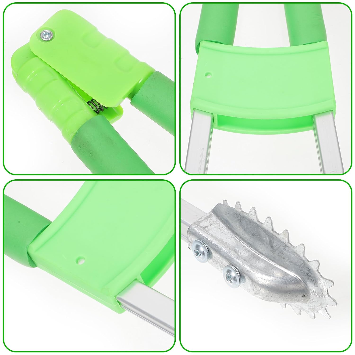 Heavy Duty Trash Picker Grabber Tool with Iron Head, Short Handle Garbage Clamp for Outdoor Litter Pickup and Home Waste Collection, Green Double-Tube Waste Paper Grabber Clamp