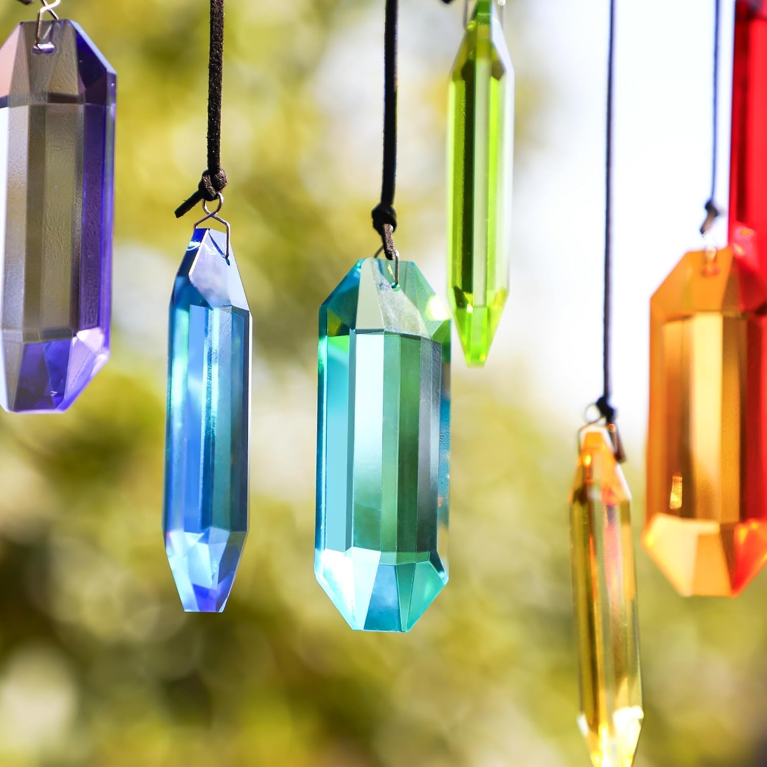 HDCRYSTALGIFTS 7pcs Crystal Suncatcher Prisms 3'' Sun Catchers Indoor Window Rainbow Prism Crystals Hanging Suncatchers for Home Garden Decor,Glass Ornaments for Mother's Day Tree Decoration Gift