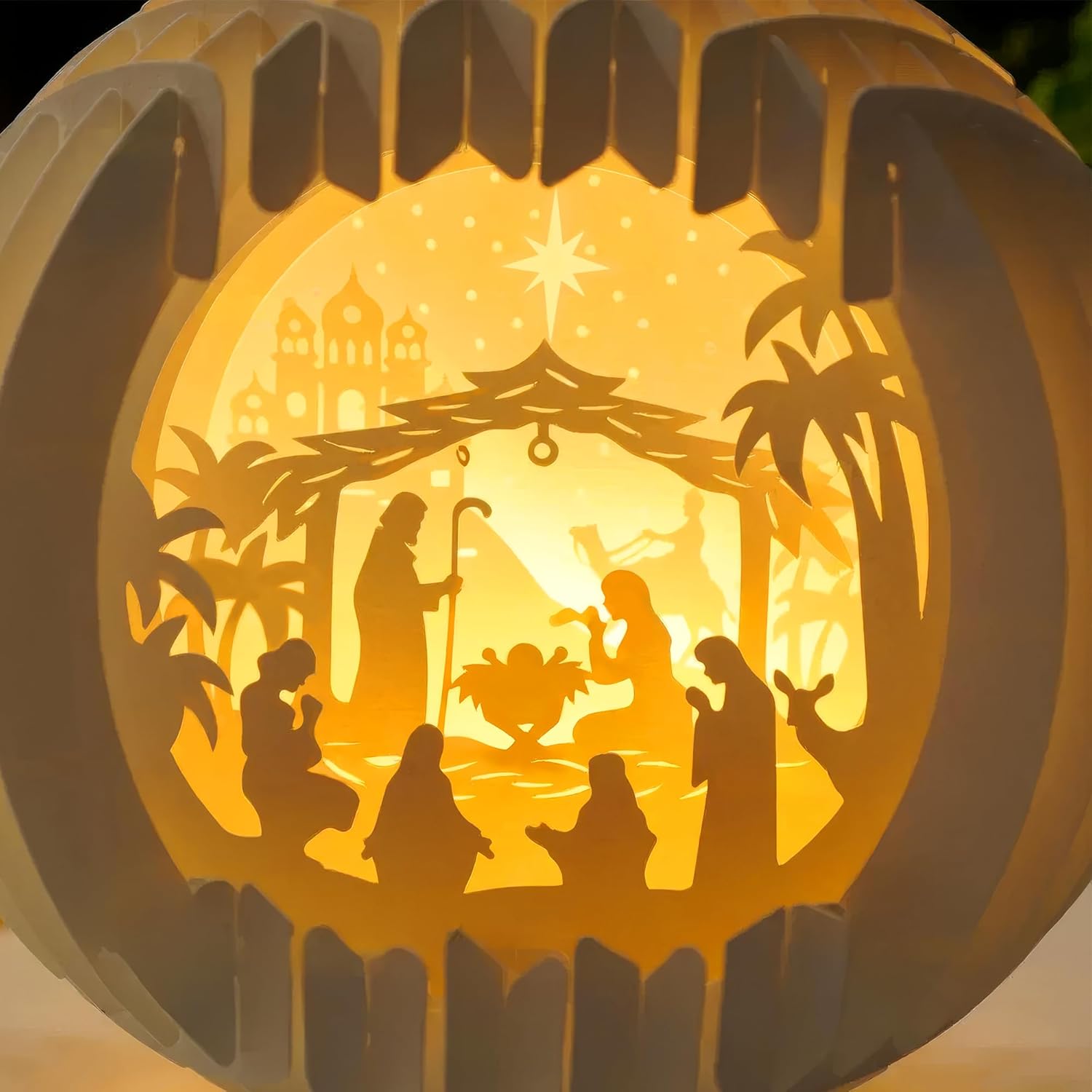 Light Up Nativity Scene Indoor with LED Light for Tabletop, Paper Christmas Jesus Decorations, Small Nativity Easter,Christmas Story Gifts,Religious Christian Gifts for Women,Nacimientos de Navidad