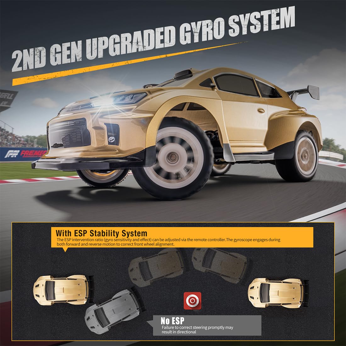 1/12 Scale 4WD RC Drift Car with Built-in Gyro Two Batteries (Upgraded Edition/Red)