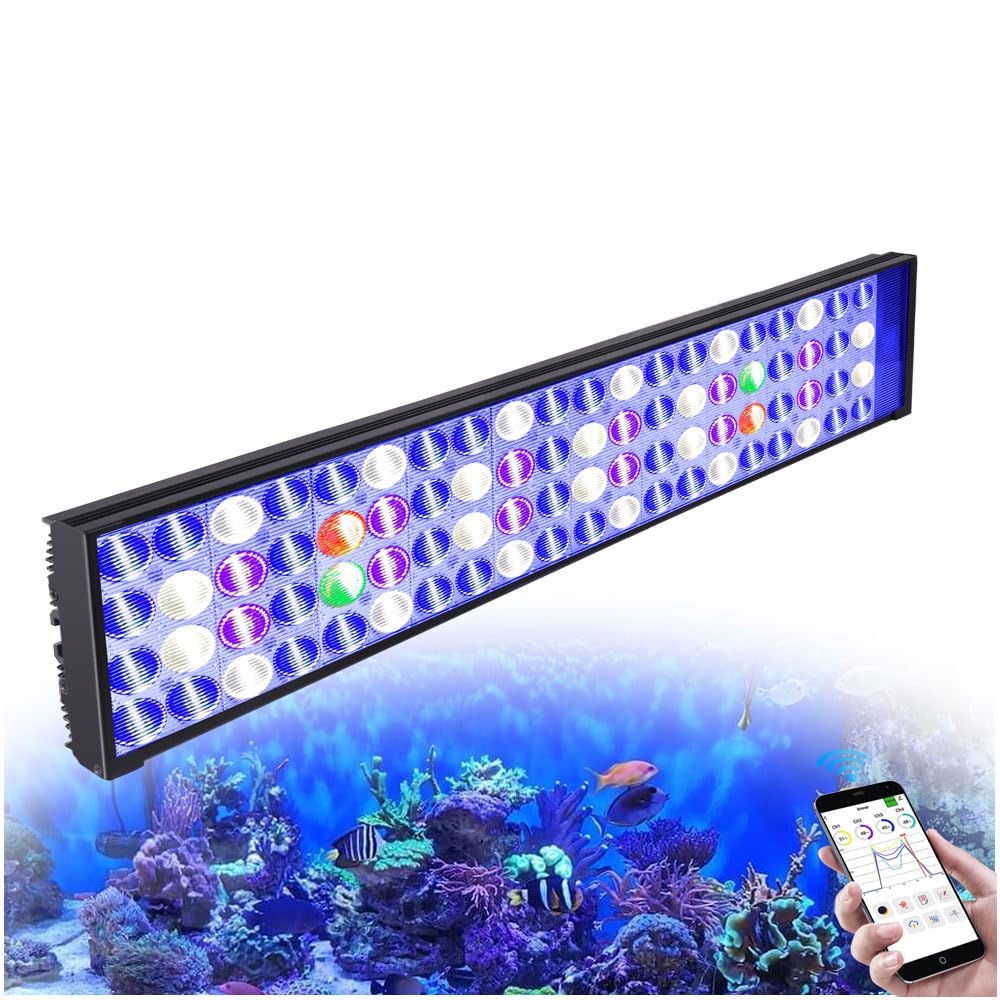 PopBloom WiFi Aquarium Reef Light, Saltwater Aquarium LED Full Spectrum Aquarium Lamp for Reef Coral SPS/LPS Fish Tank (for 50-70CM Tank)