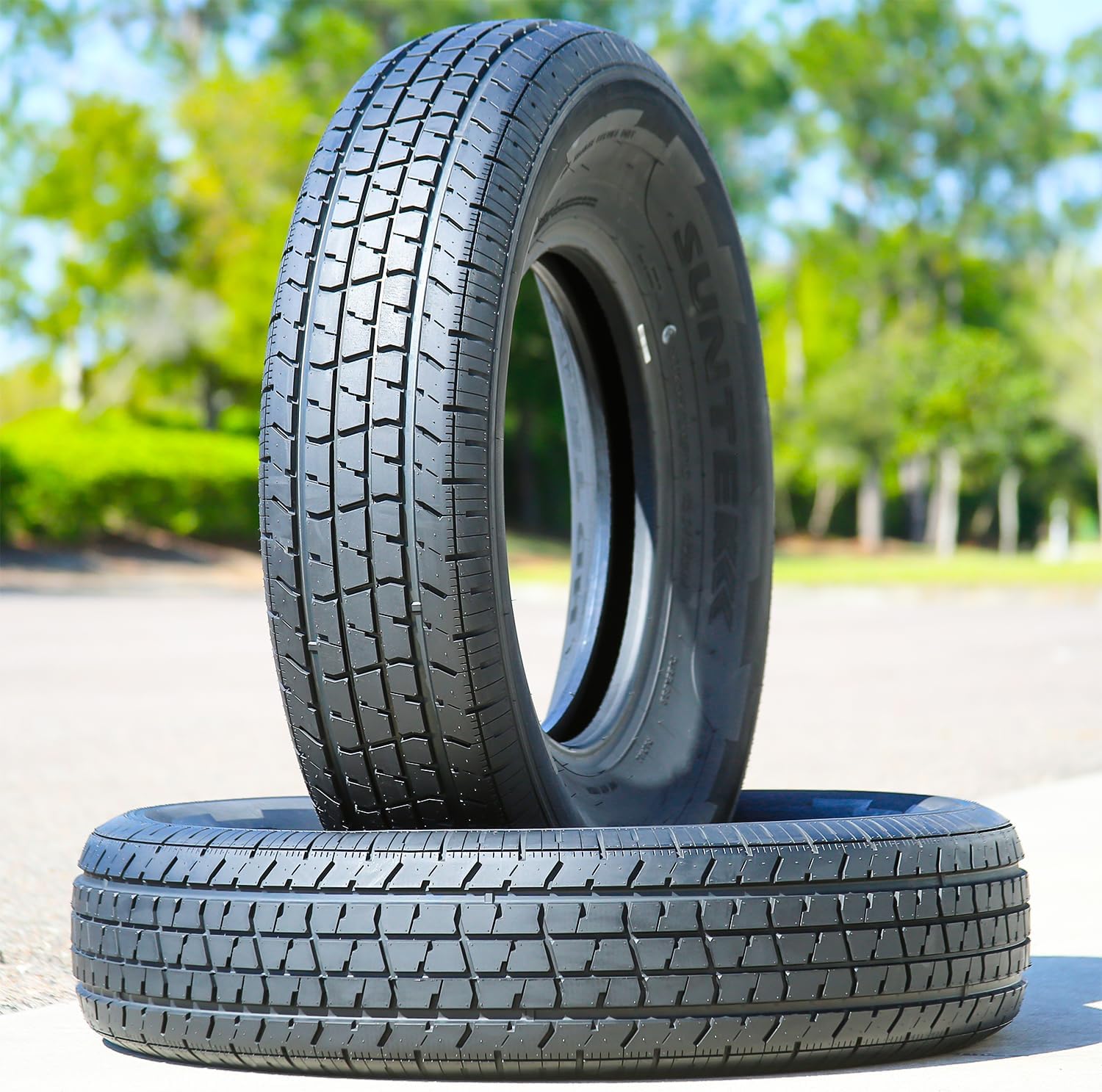 Set of 2 (TWO) Suntek HD Trail 2 Semi Steel Premium Trailer Radial Tires-ST205/75R14 205/75/14 205/75-14 105/101M Load Range D LRD 8-Ply BSW Black Side Wall
