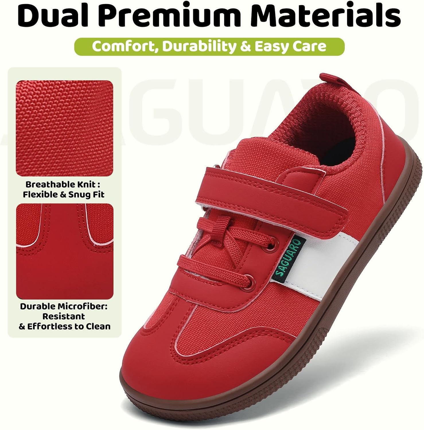 SAGUARO Kids' Barefoot Shoes for Girls Boys, Wide Toe Box Sneakers Red