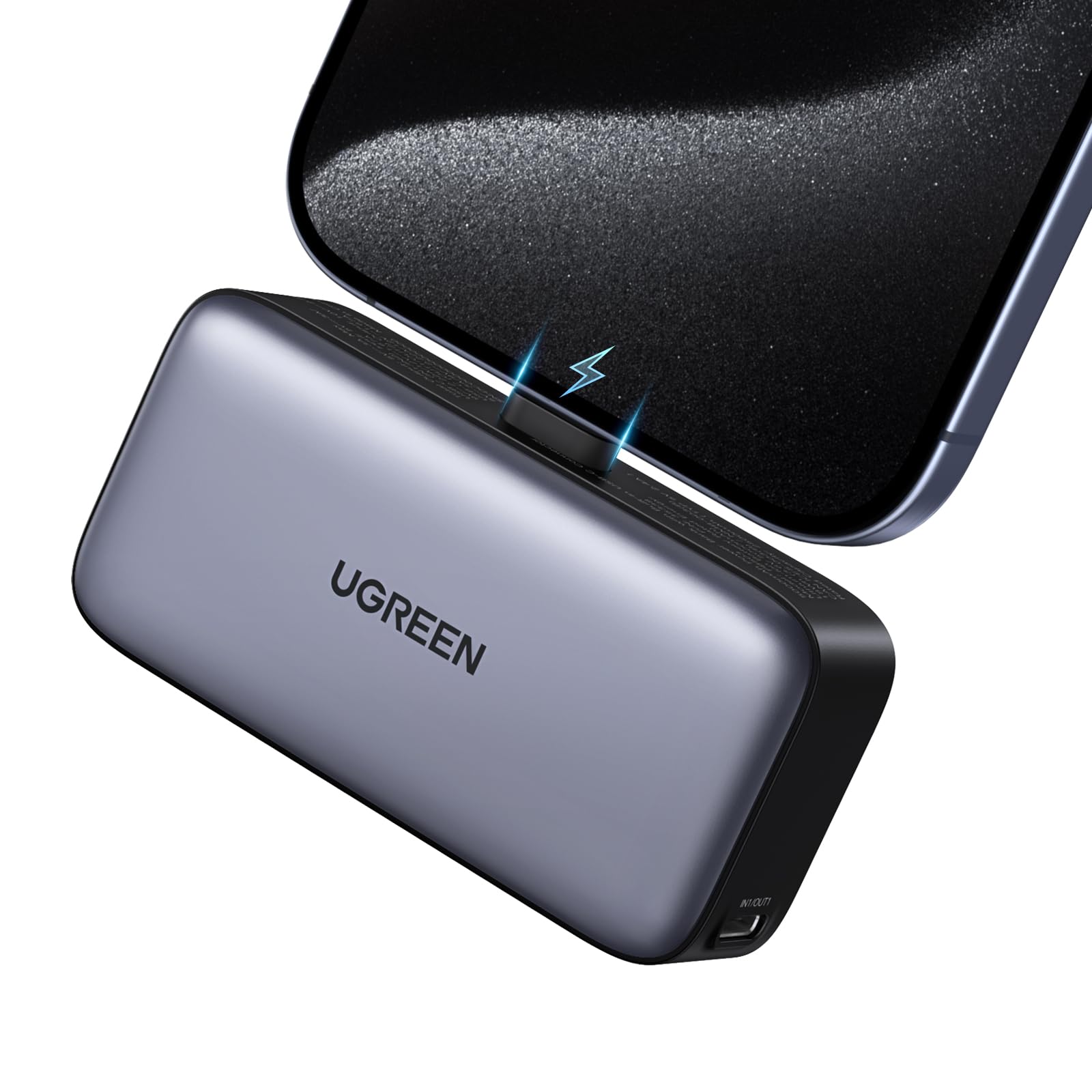 Mini Power Bank, 5000mAh with Built-In 3.77mm Long USB C Connector,SCP 22.5W Fast Charging Mini Portable Charger for iPhone 17/16, Samsung Galaxy, AirPods, Huawei for Travel,Work,Outdoor Use