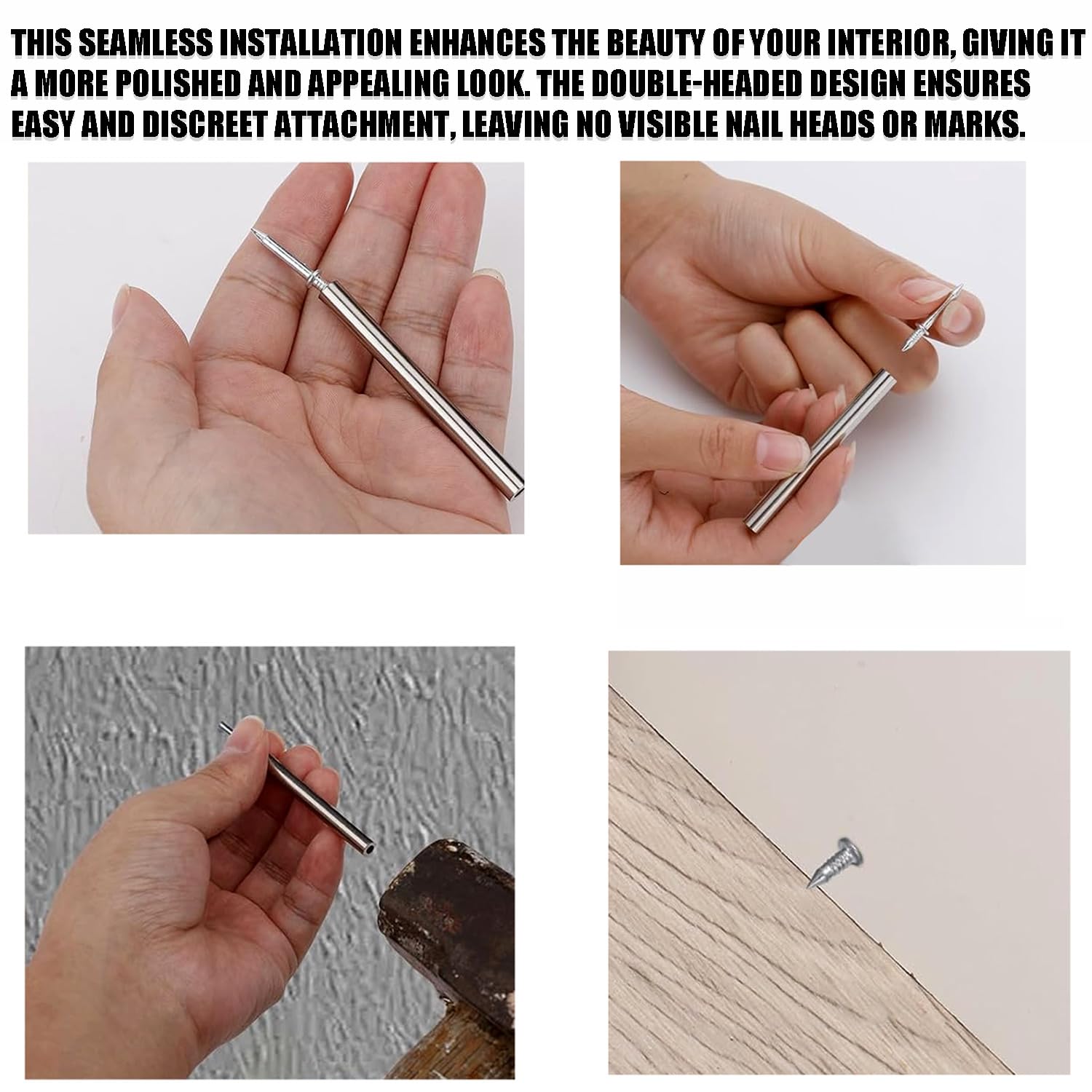 50 Pcs DoubleHead Skirting Thread Seamless Nail, Double