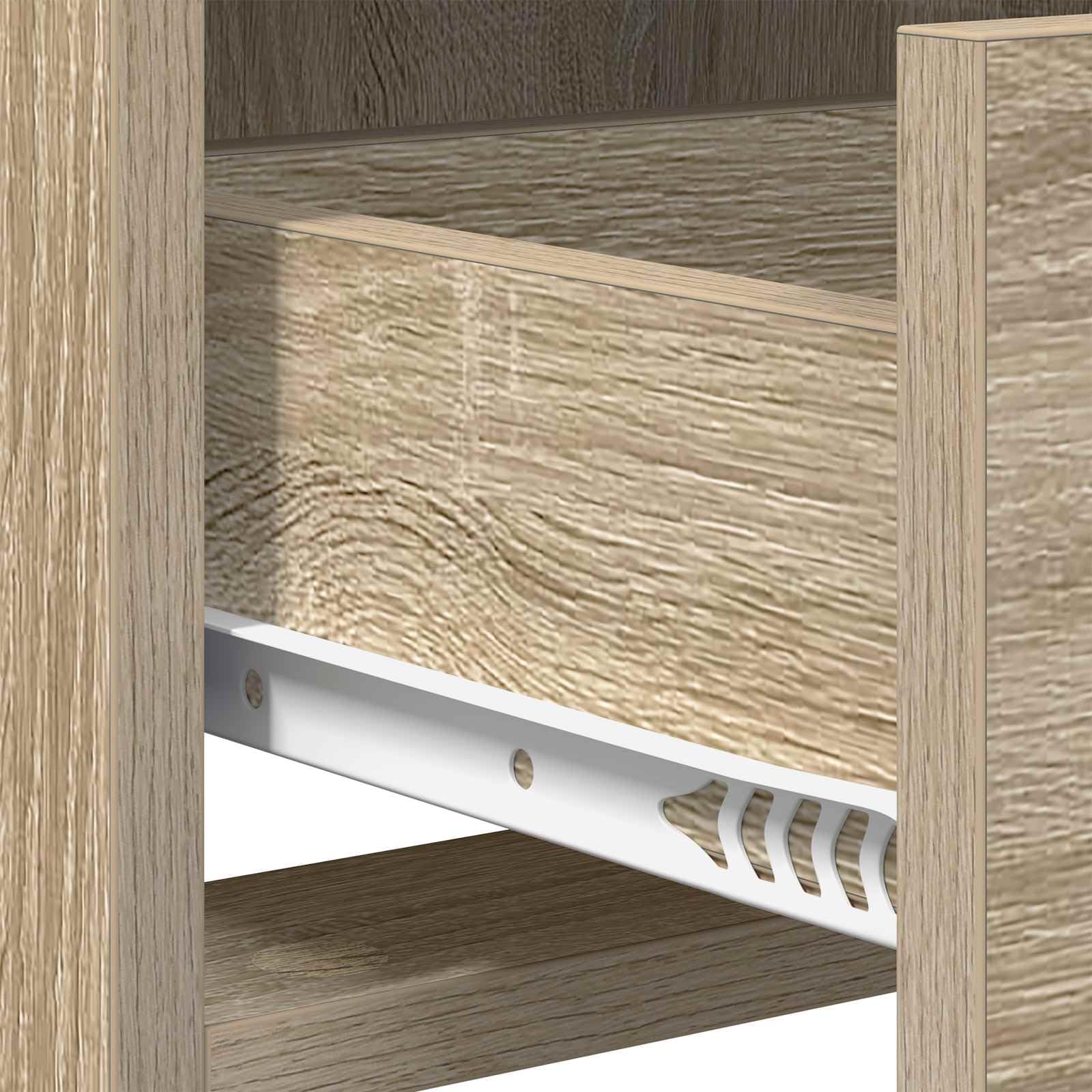 Mobile TV in rovere Sonoma, 71,5 x 33 x 47 cm, con 2 cassetti e 2 ripiani, tavolino basso per soggiorno, gaming, home theater, salvaspazio con spazio per supporti multimediali
