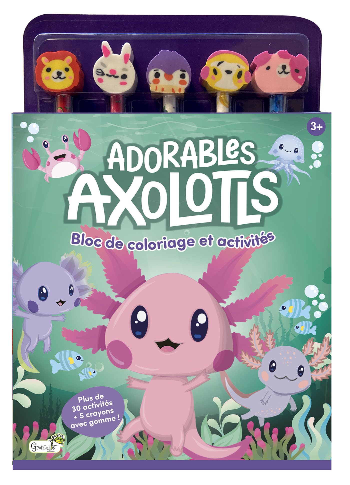 Adorables axolotls: Bloc de coloriage et activités