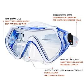 Snorkel mask Snorkeling Set for Adults and Youth, Diving mask and Full Dry Snorkel Swim Googles is Suitable for Snorkeling, Dive Scuba Diving, Swimming (Blue and White-Transparent)
