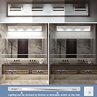 Vista 3 de SineRise - Lámpara LED para tocador de baño - Moderna lámpara regulable de acrílico con acabado blanco mate para iluminación de pared sobre