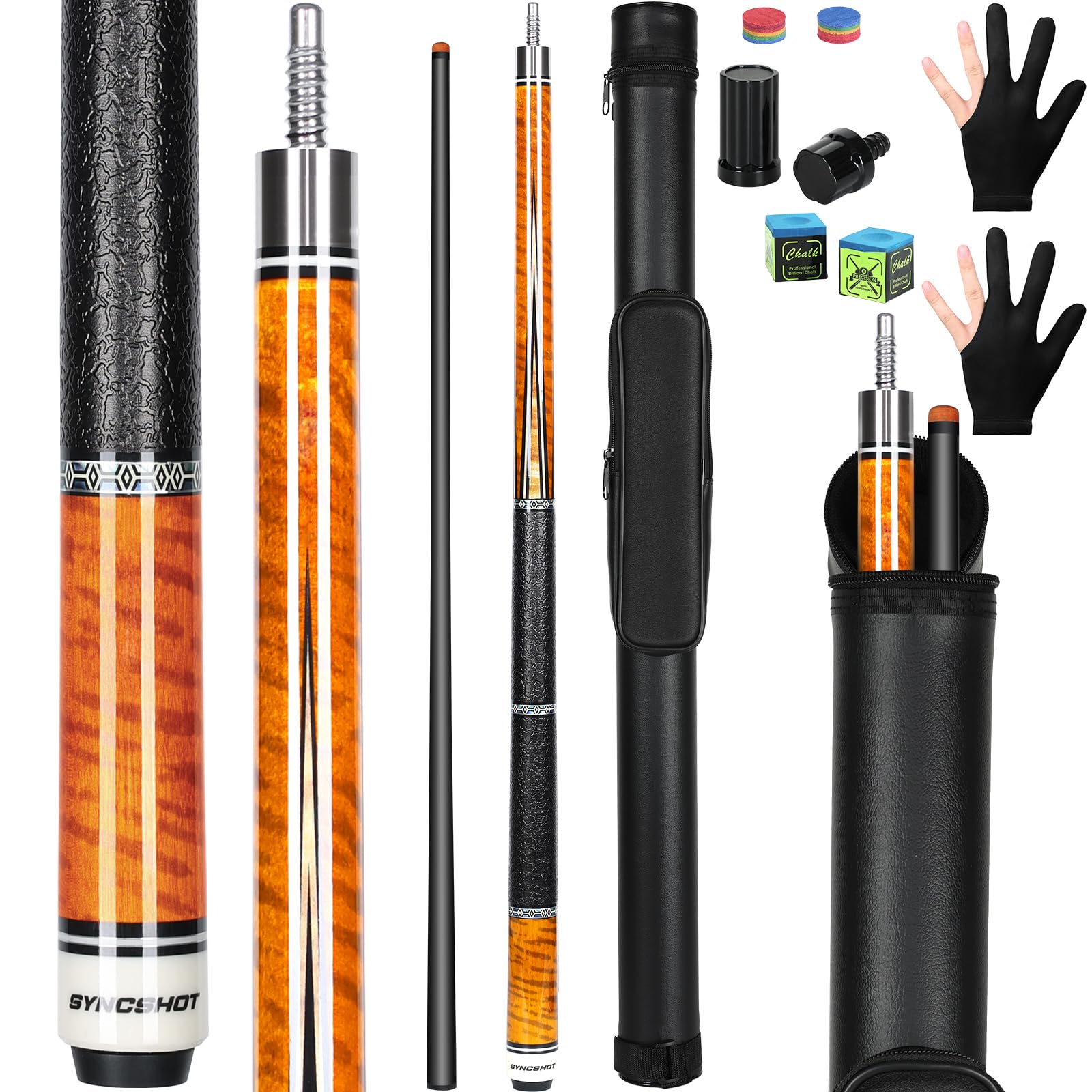 Horse Carbon Fiber Pool Cue Stick 58" Professional Pool Sticks for Adults Full Carbon Technology Tacos De Billiar Low Deflection Billiard Pool Table Cues 20oz Orange