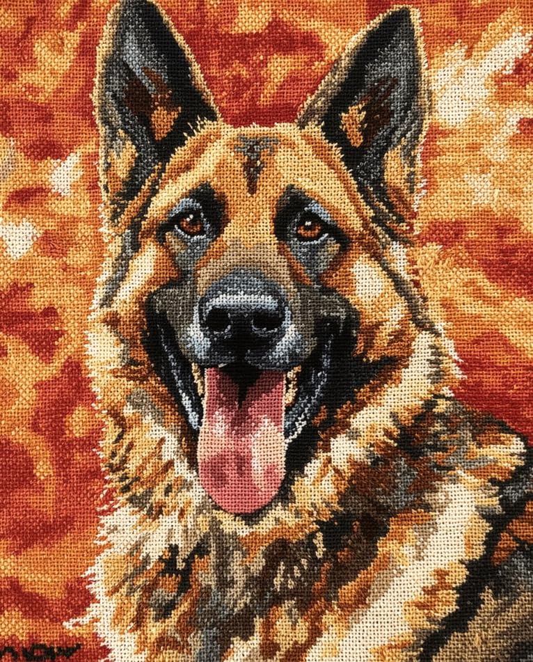 Tableau diamant kit 40x50cm complet avec broderie motif chien