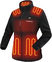 Venustas Women's Fleece Heated Jacket with Battery Pack, Soft Lightweight Heating Coat for Outdoor Activities
