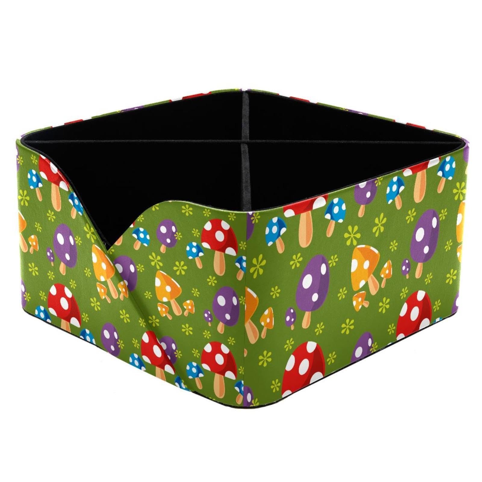 KengjuTesu Mushroom Desktop Organizer Pen Holder, Rectangular Pencil Cup for Office, Study and Makeup Stations
