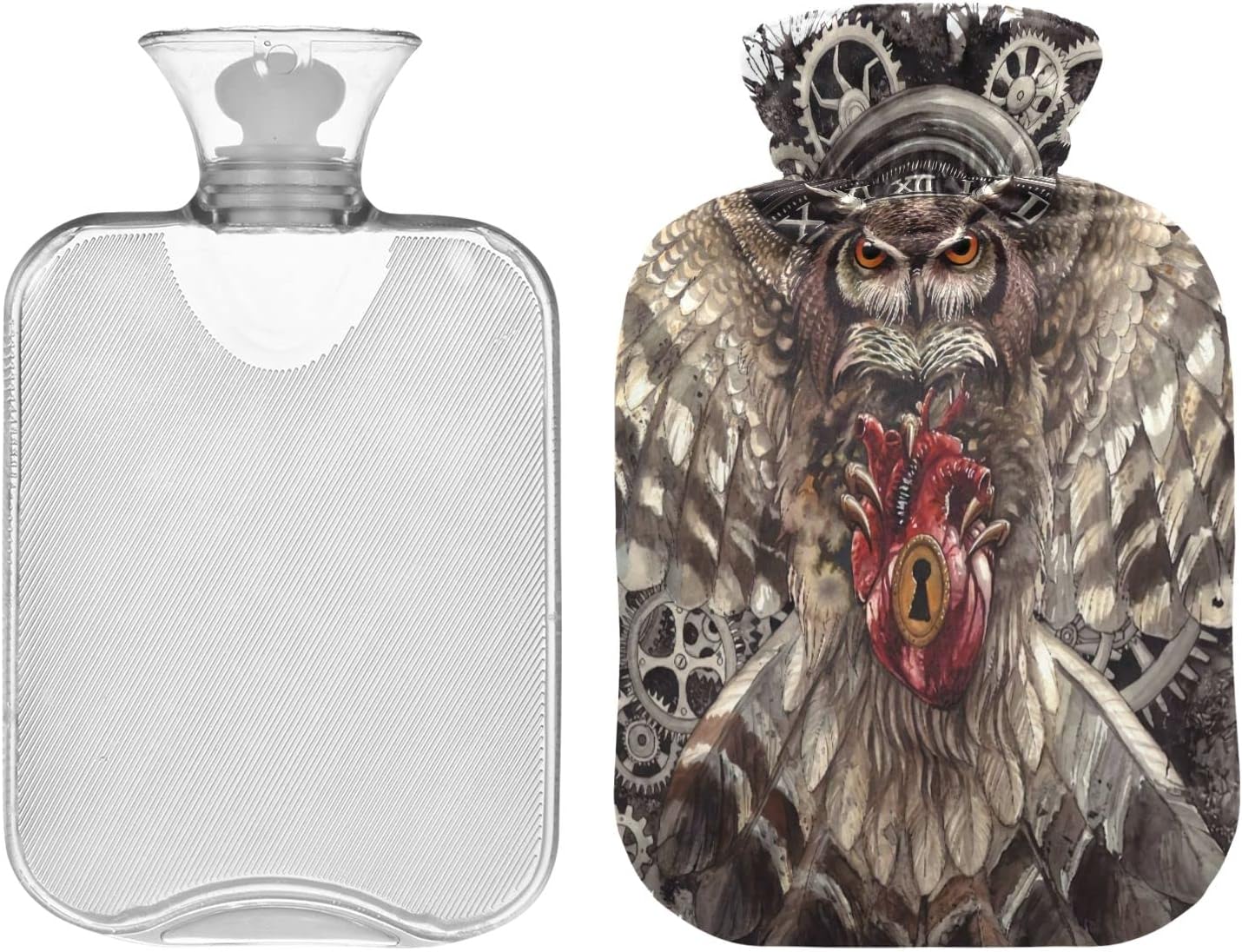 Owl Hot Water Bottle (XL 2 Liter) Heat Up Rubber Cold Pack with