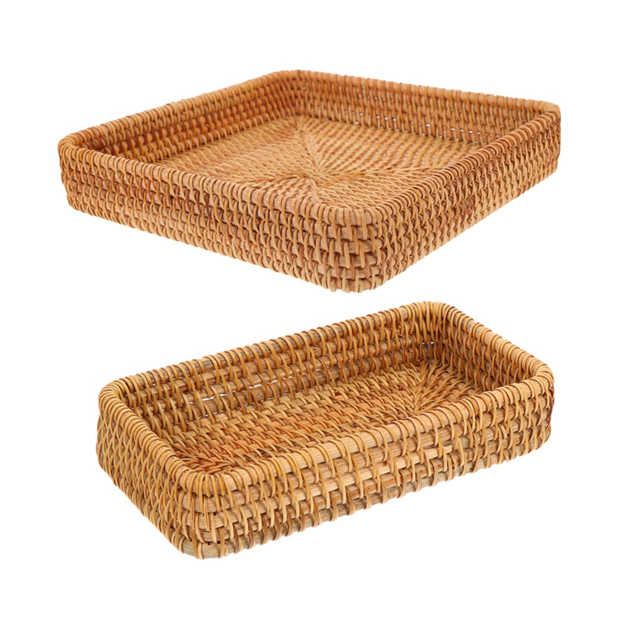 FUNOMOCYA 2Pcs Natural Rattan Bread Box for Kitchen Table Organization Decor for Pantry and Sundries