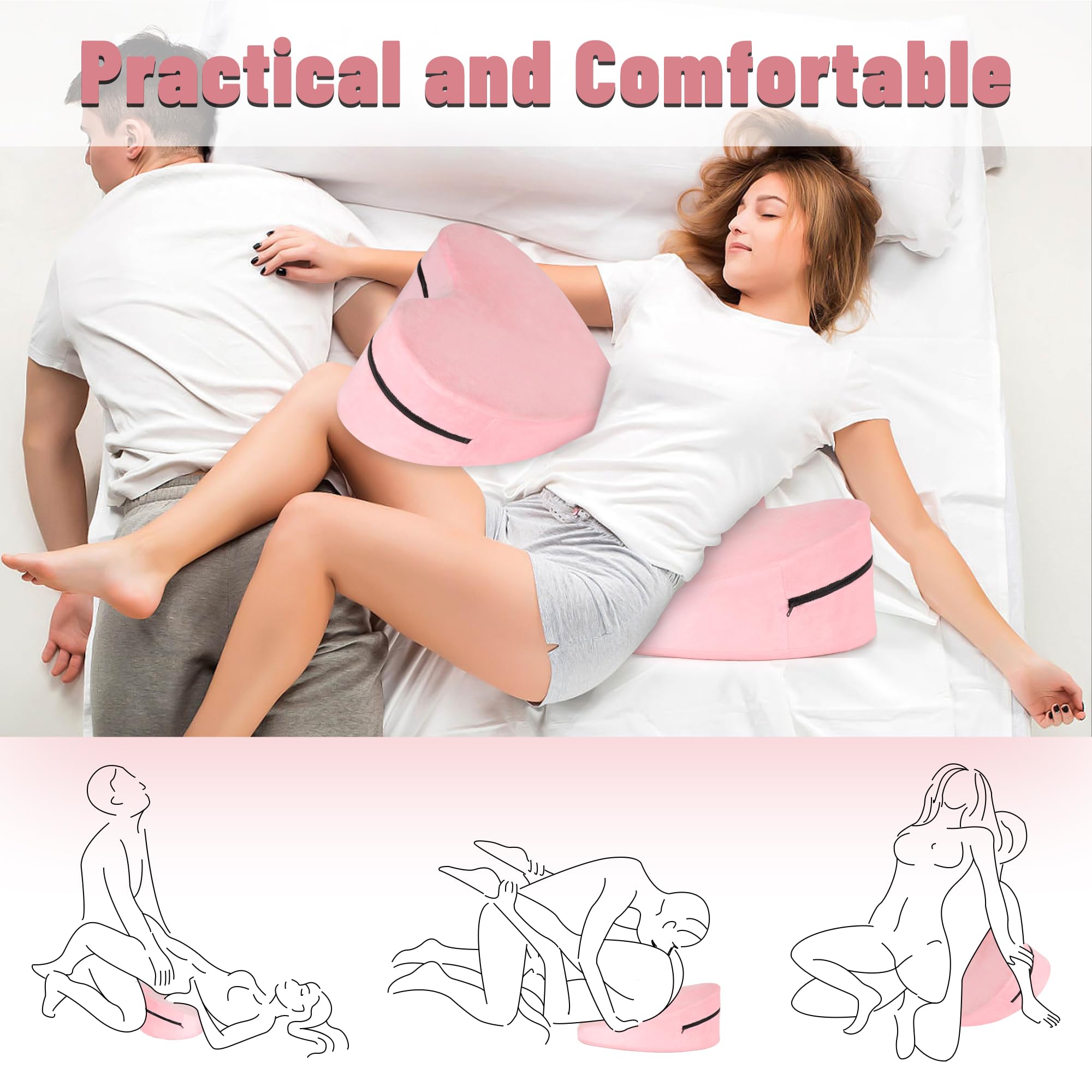 Sex Pillow Foam Heart Pillow Sex Position Pillow for Adults Sex Cushion Sex Furniture for Bedroom Couples Sex Toys: Pink
