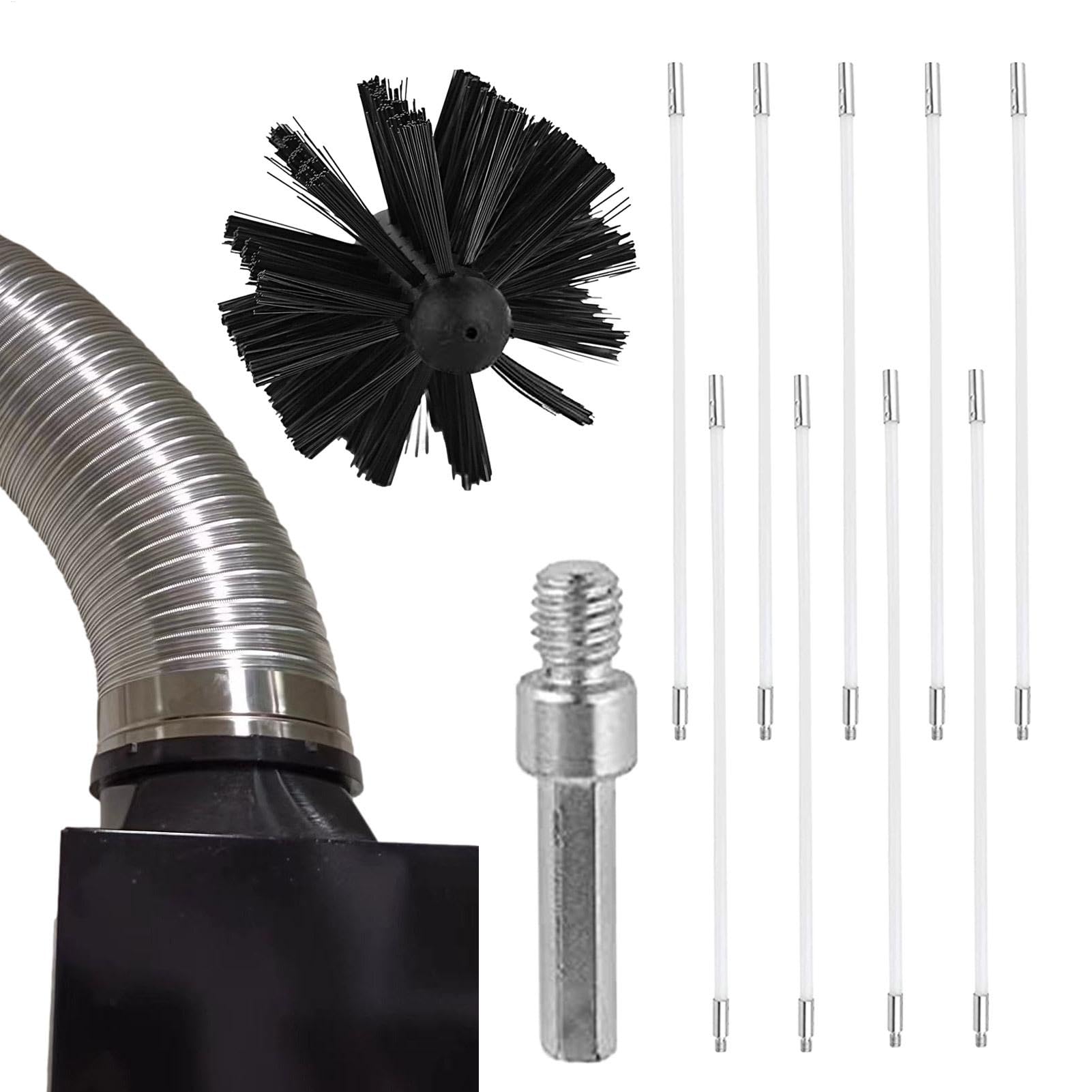 Brosses de cheminée pour cheminée et tuyau d'égout avec kit de nettoyage pour conduit de séchage