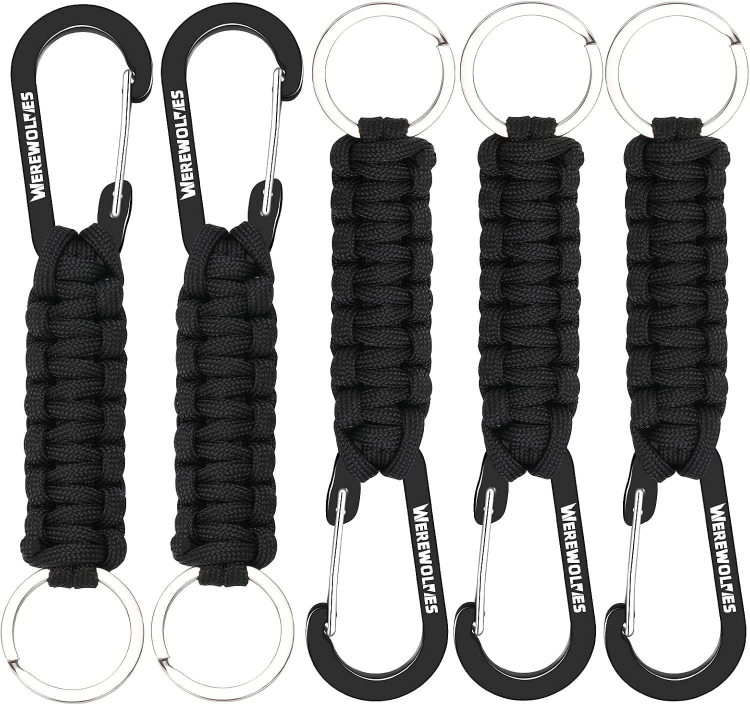 WEREWOLVES Paracord Keychain with Carabiner, Paracord Lanyard Clip for Keys, Paracord Carabiner Keychain Clip for Men Women