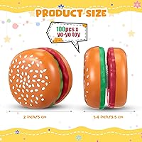 Vista 2 de Liliful 100 piezas de hamburguesas a granel Yo Yo Juguetes de plástico Burger Party Favores para niños y adultos, juguetes de cuerda