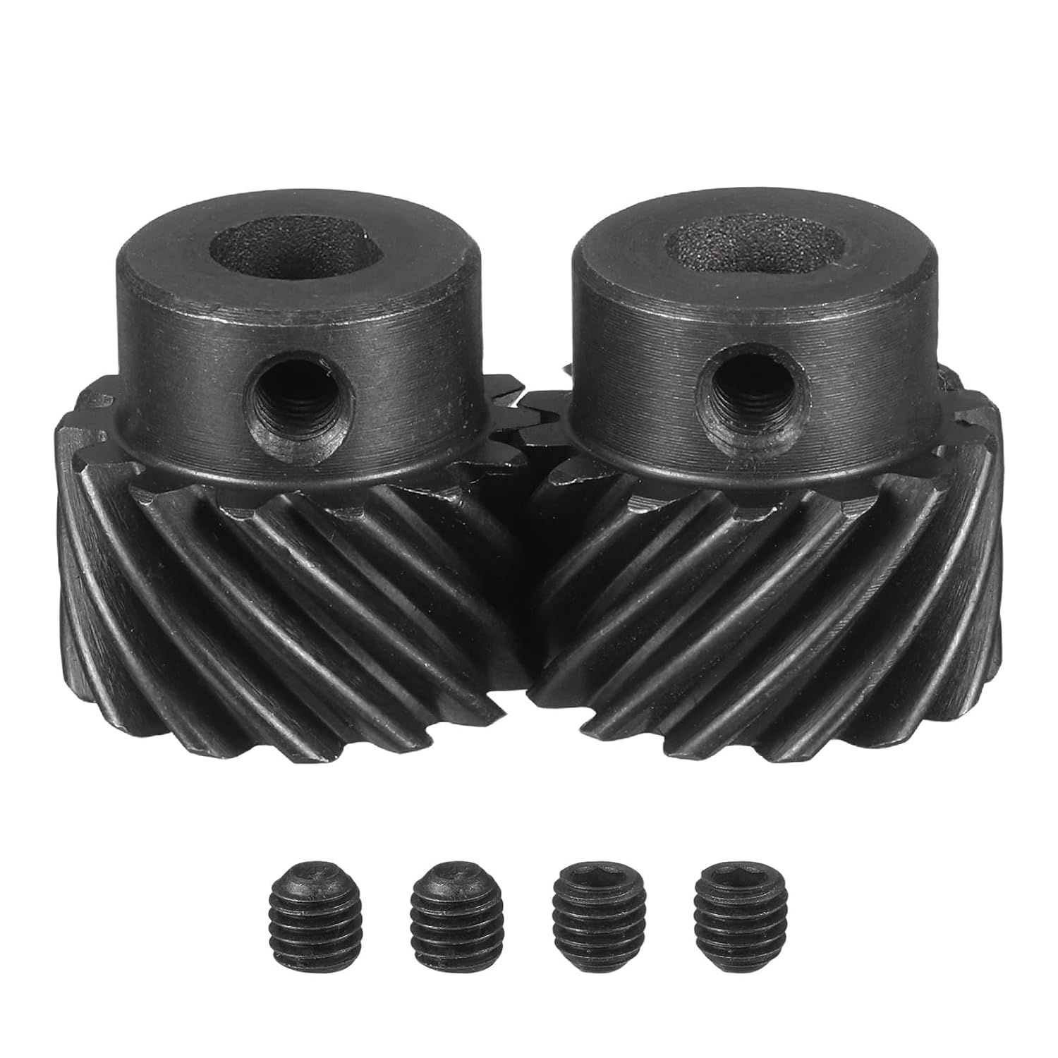 uxcell 1 Mod 14T 8x7mm Bore Helical Gears Set, 2 Pcs 45 Degree Left Hand and Right Hand Staggered Shaft Spiral Gear with M4 Screw for Mechanical Rotation (D Shaft)