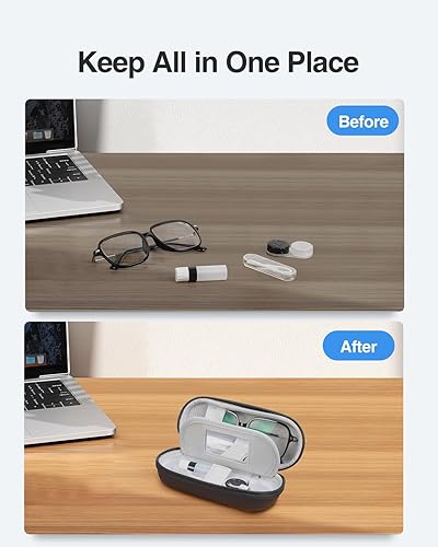 Miniatura 8 de Luxtude Funda para lentes de contacto, bonitos lentes y estuche de contacto 2 en 1, espejo y pinzas incorporados y botella de solución para lentes