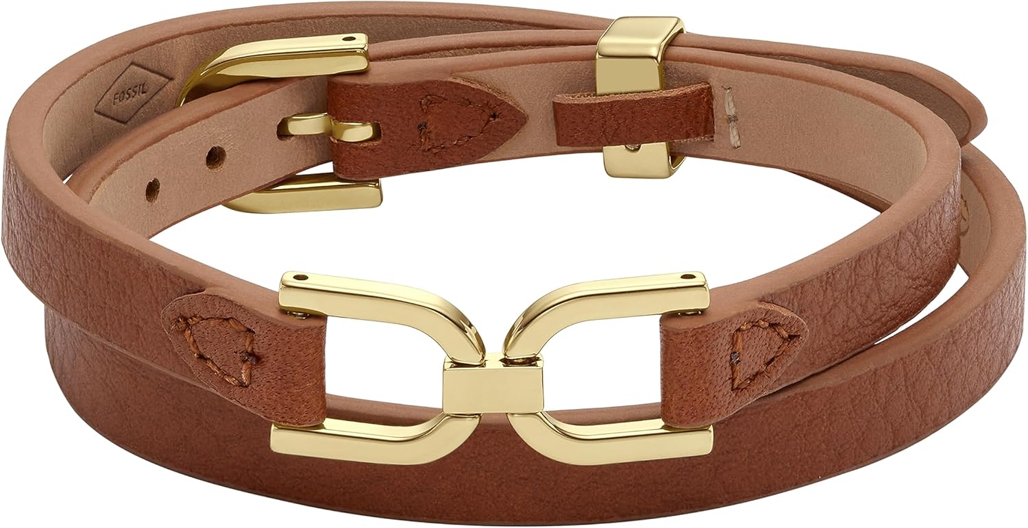Fossil Women's Stainless Steel and Genuine Leather Bracelet for Women