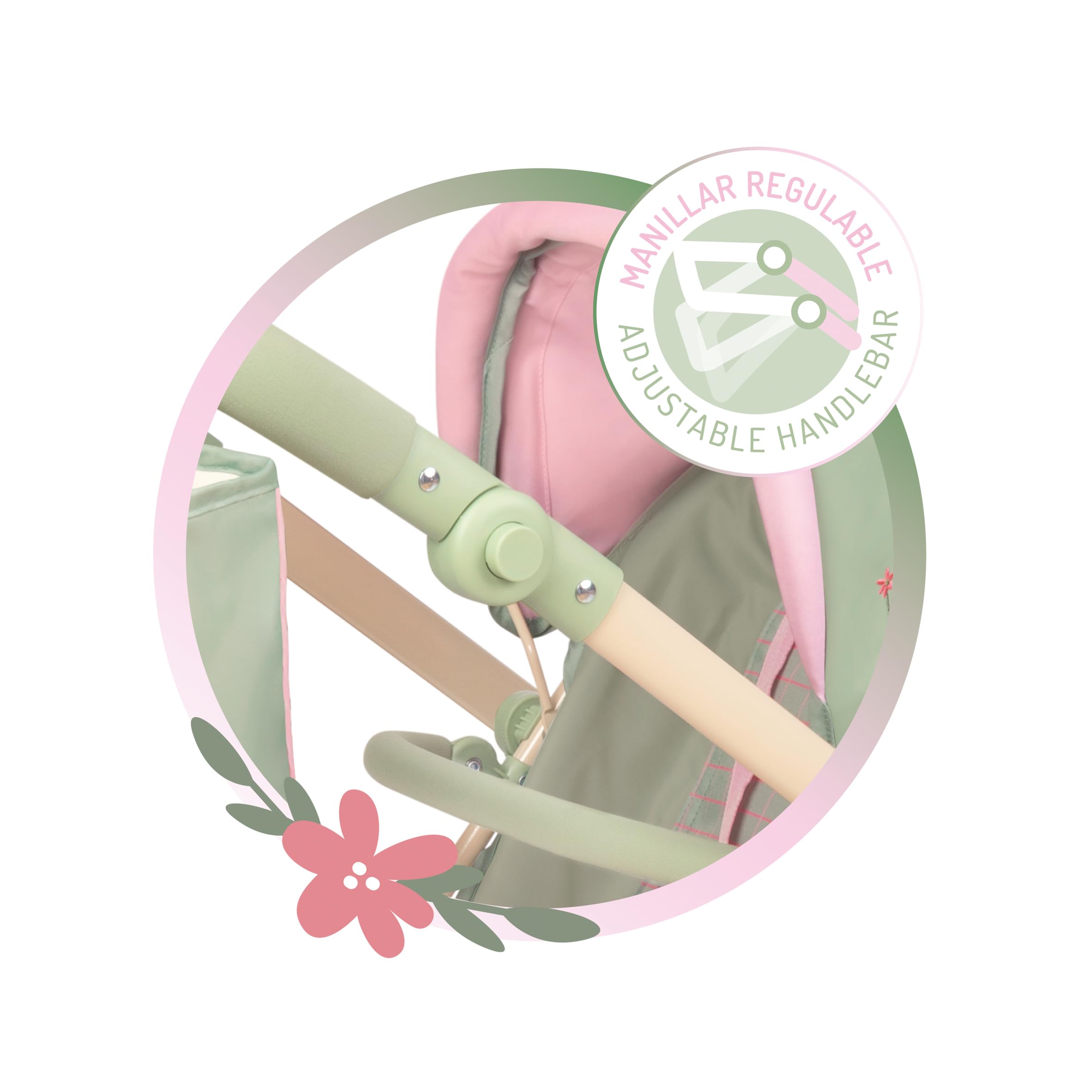 Carro de Muñecas Silla Gemelar Multiposición Plegable con Bolso Botanic DeCuevas 90868