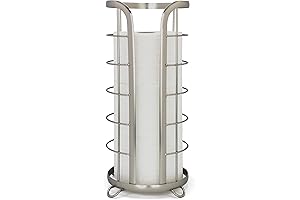 BROOKSTONE Freestanding Toilet Paper Holder Stand in Brushed Nickel: Minimalist Bathroom Storage