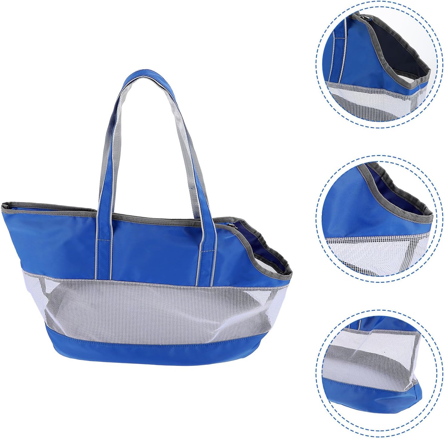 Portable Cat Carrier Bag, Large Blue Nylon Mesh Pet Storage Pouch with Hand Strap, Breathable Soft-Sided Kitten Outdoor Carrier for Travel and Daily Use