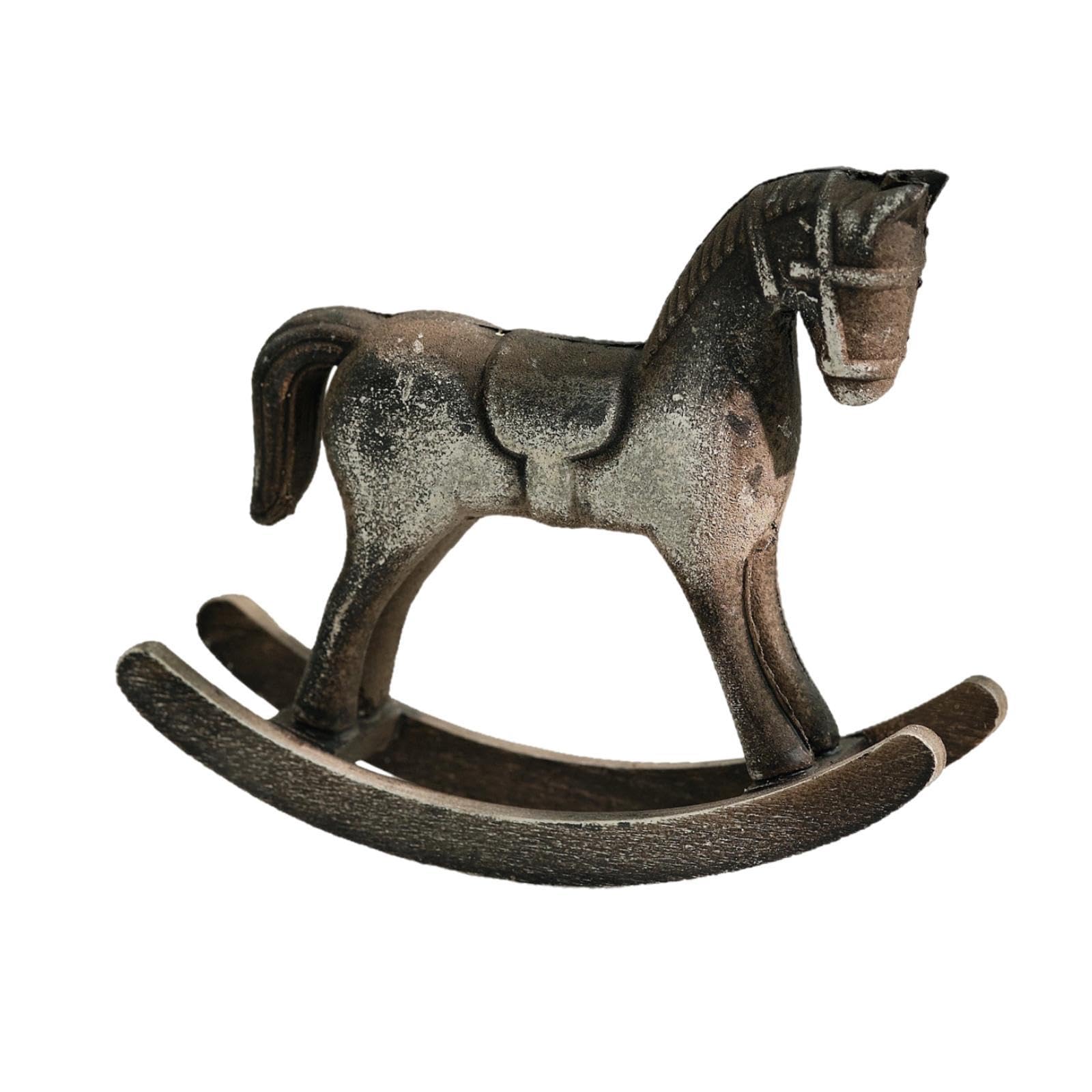 6X Schaukelpferd Aus Holz, Skulptur, Kunsthandwerk, Dekorative Statue, Elegante Figur, Geschenkidee, Tischdekoration