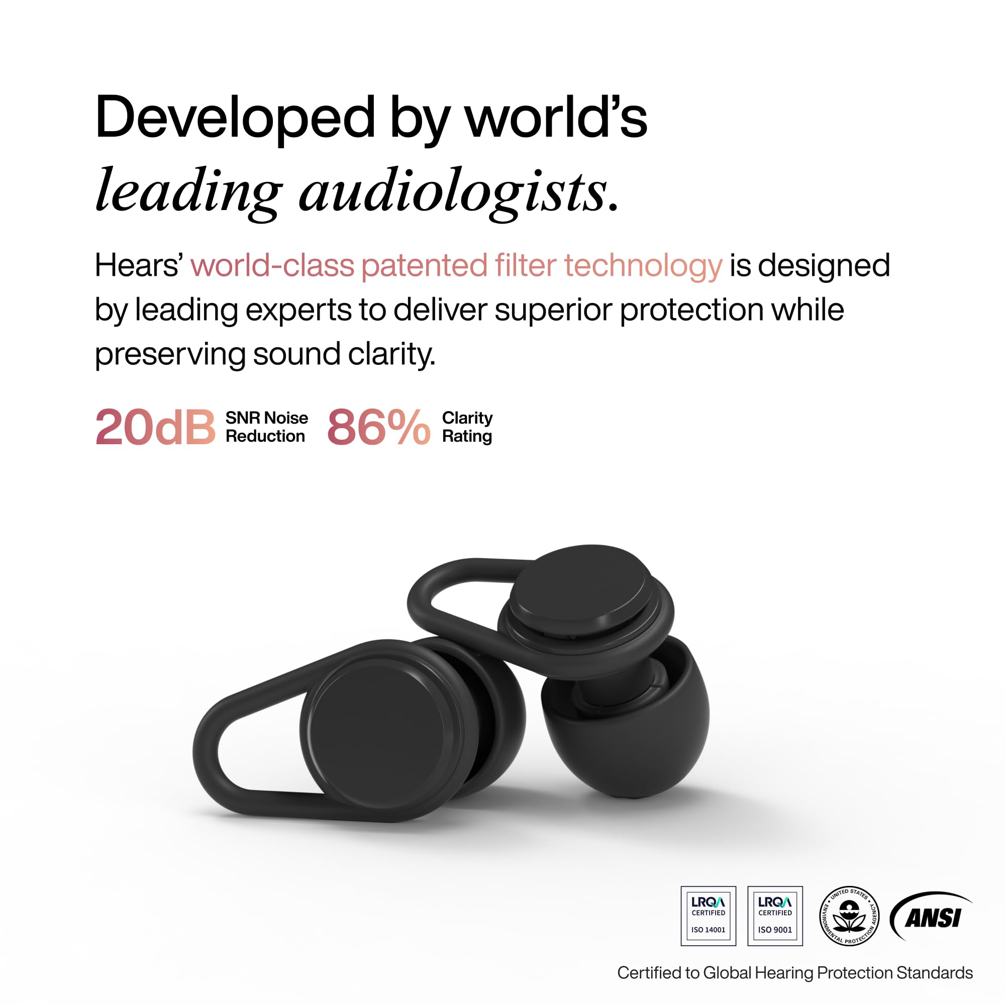 Amazon | Hears One Jet Black イヤープラグ（耳栓）黒 JB/20/H1