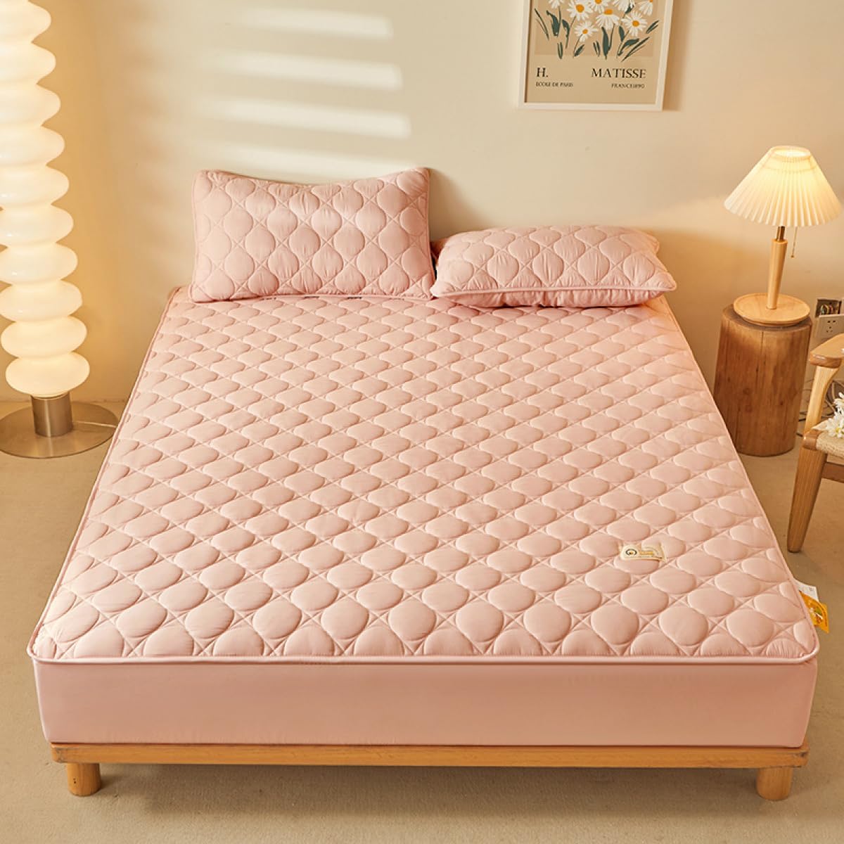 Mattress Cover Mattress Protector Hotel All-Inclusive Anti-Slip Mattress Protectors Soft Lightweight Breathable Queen Size Fitted Sheet Skin-Friendly Mattress Topper Mattress Topper