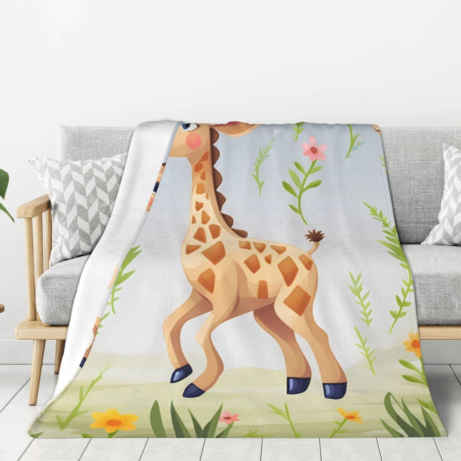 Couverture en flanelle girafe douce pour vos soirées cocooning sur le canapé